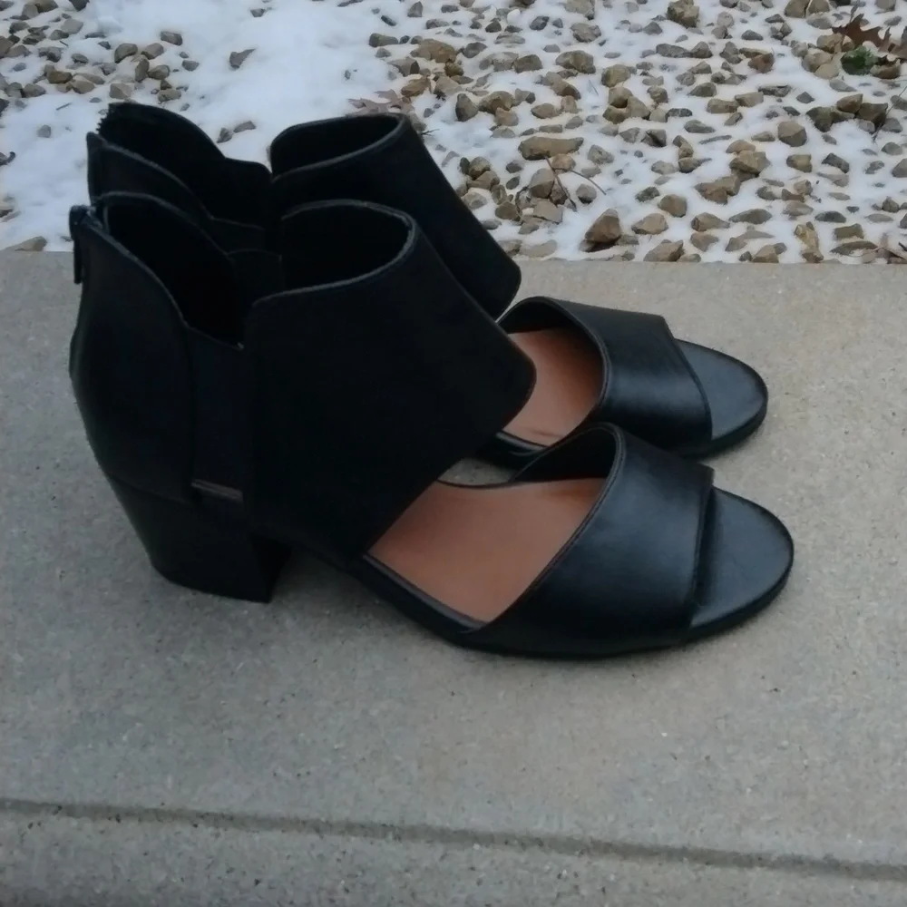 Sonoma BLACK VITALIZE ORTHOLITE CUT OUT BLOCK HEEL OPEN TOE SANDALS 7.5